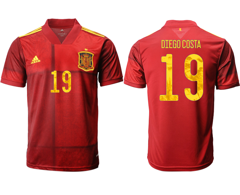 Men 2021 Europe Spain home AAA version #19 soccer jerseys